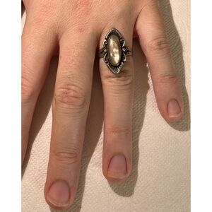 Vintage silver and abalone shell ring size 6
